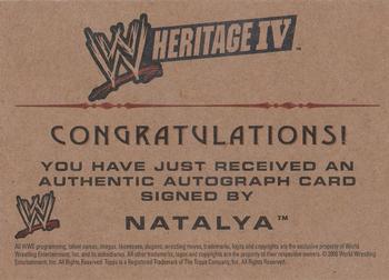 2008 Topps Heritage IV WWE - Autographs #NNO Natalya Back