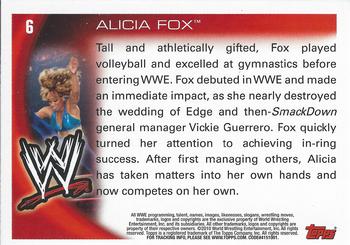 2010 Topps WWE #6 Alicia Fox  Back