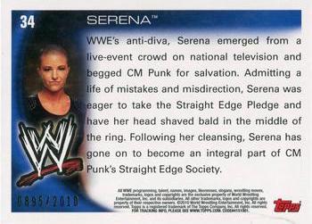2010 Topps WWE - Blue #34 Serena  Back