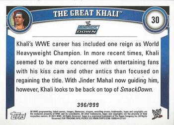 2011 Topps WWE - Black #30 The Great Khali Back