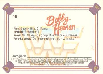 1991 Classic WWF Superstars #10 Bobby Heenan  Back