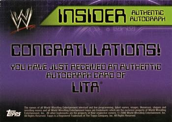 2006 Topps WWE Insider - Autographs #NNO Lita  Back
