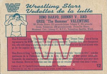 1987 O-Pee-Chee WWF #12 Dino Bravo, Johnny V., Greg 