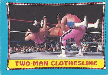 1987 O-Pee-Chee WWF #22 Two-Man Clothesline Front