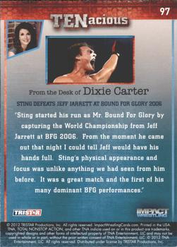 2012 TriStar Impact TNA TENacious #97 Sting Defeats Jarrett / at Bound For Glory 2006 Back