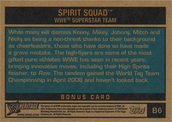 2006 Topps Heritage II WWE - Toppers #B6 Spirit Squad Back