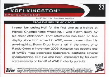 2012 Topps WWE #23 Kofi Kingston  Back