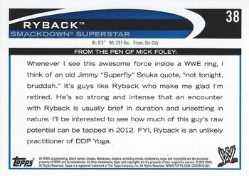 2012 Topps WWE #38 Ryback  Back
