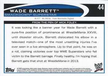 2012 Topps WWE #44 Wade Barrett  Back