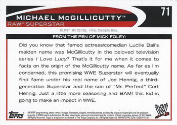 2012 Topps WWE #71 Michael McGillicutty  Back