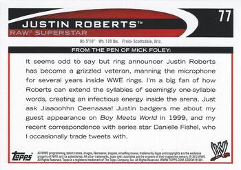 2012 Topps WWE #77 Justin Roberts  Back