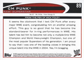 2012 Topps WWE #89 CM Punk  Back