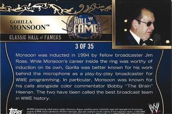 2012 Topps WWE - Classic Hall of Famers #3 Gorilla Monsoon  Back