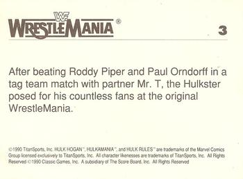 1990 Classic WWF The History of Wrestlemania #3 Hulk Hogan Back