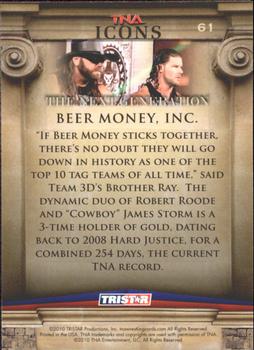 2010 TriStar TNA Icons #61 Beer Money, Inc. Back