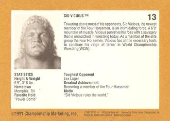 1991 Championship Marketing WCW #13 Sid Vicious Back