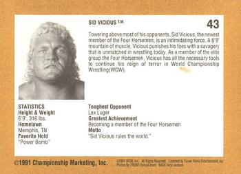 1991 Championship Marketing WCW #43 Sid Vicious in Action Back