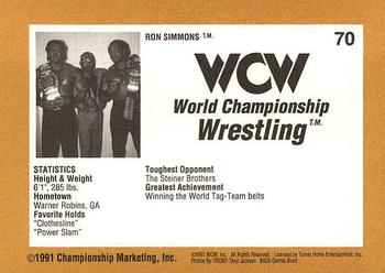 1991 Championship Marketing WCW #70 Ron Simmons Back