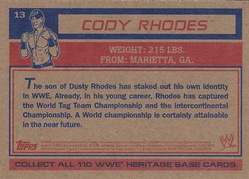 2012 Topps Heritage WWE #13 Cody Rhodes Back