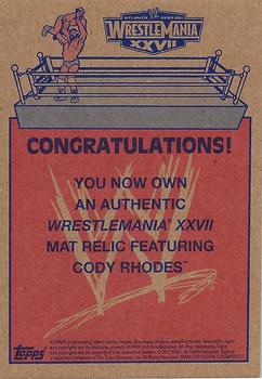 2012 Topps Heritage WWE - WrestleMania XXVII Mat Relics #NNO Cody Rhodes Back
