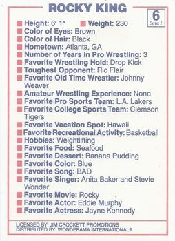 1988 Wonderama NWA #6 Rocky King Back