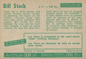 1955-56 Parkhurst #18 Bill Stack Back