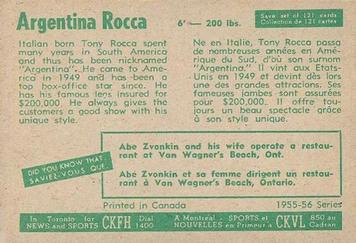 1955-56 Parkhurst #54 Argentina Rocca Back