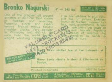 1955-56 Parkhurst #97 Bronko Nagurski Back
