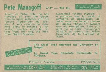1955-56 Parkhurst #98 Pete Managoff Back