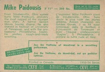1955-56 Parkhurst #106 Mike Paidousis Back