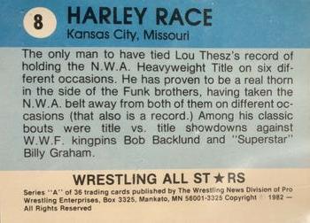 1982 Wrestling All Stars Series A #8 Harley Race Back