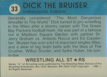 1982 Wrestling All Stars Series A #33 Dick the Bruiser Back