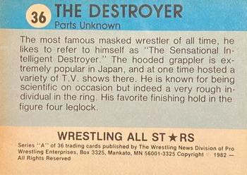 1982 Wrestling All Stars Series A #36 The Destroyer Back