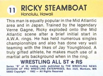 1982 Wrestling All Stars Series B #11 Ricky Steamboat Back