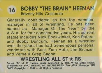 1982 Wrestling All Stars Series B #16 Bobby Heenan Back