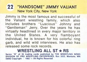 1982 Wrestling All Stars Series B #22 Jimmy Valiant Back
