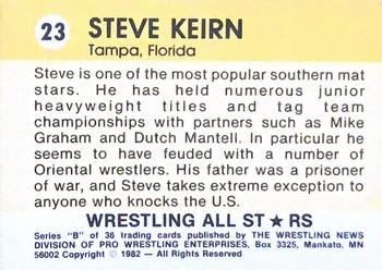 1982 Wrestling All Stars Series B #23 Steve Keirn Back