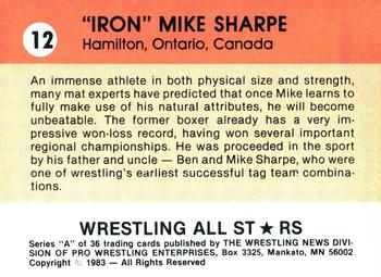 1983 Wrestling All Stars Series A #12 Iron Mike Sharpe Back