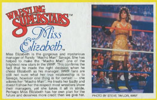 1984-88 LJN Wrestling Superstars Action Figure Cards #NNO Miss Elizabeth Front