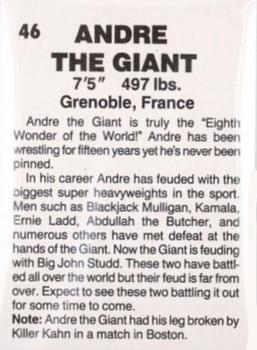 1985 Wrestling All Stars #46 Andre The Giant Back