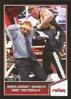 2013 Topps Best of WWE #10 Brock Lesnar Assaults WWE COO Triple H Front