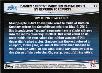 2013 Topps Best of WWE #12 Damien Sandow Makes his In-Ring Debut by Refusing to Compete Back