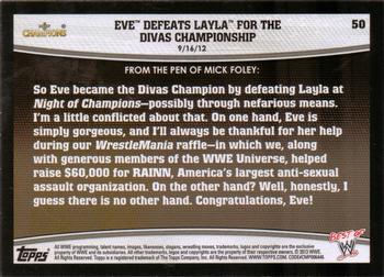 2013 Topps Best of WWE #50 Eve Defeats Layla for the Divas Championship Back
