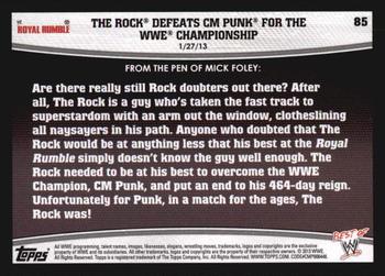 2013 Topps Best of WWE #85 The Rock Defeats CM Punk for the WWE Championship Back