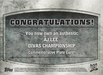 2014 Topps WWE - Commemorative Championship Plates #NNO AJ Lee Back
