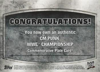 2014 Topps WWE - Commemorative Championship Plates #NNO CM Punk Back