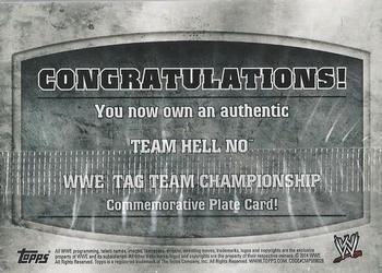 2014 Topps WWE - Commemorative Championship Plates #NNO Team Hell No Back