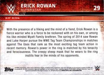 2015 Topps WWE #29 Erick Rowan Back